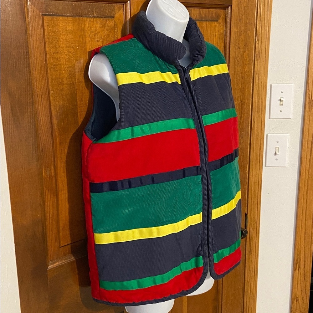 Vintage Candy Wrappers Corduroy Full Zip Vest Multicolor Retro Size Medium